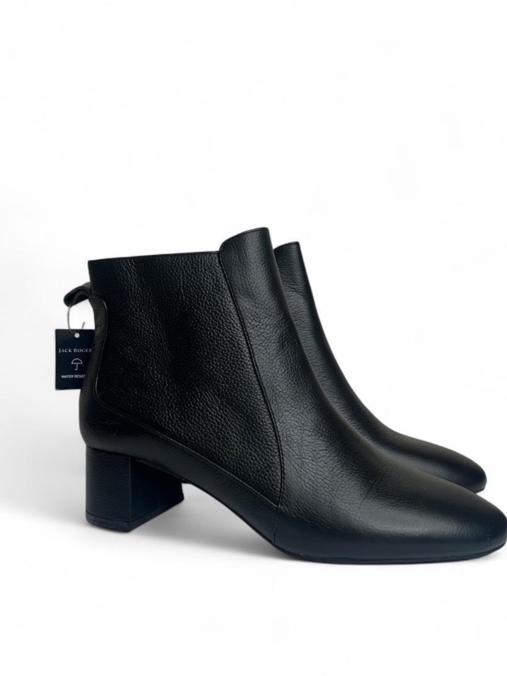 NEW Jack Rogers Black Leather Block-Heel Ankle Booties boots 10